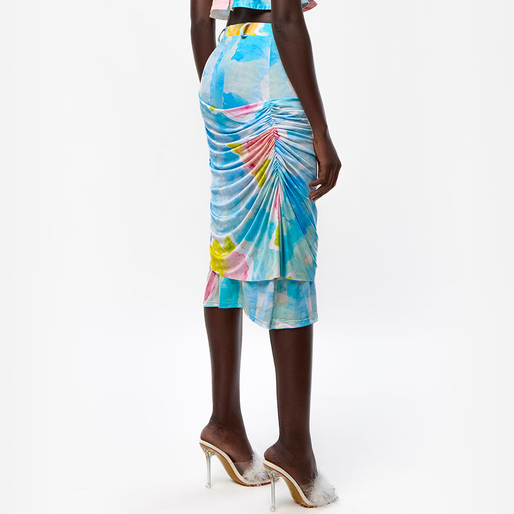 Lycra Drape Midi Skirt