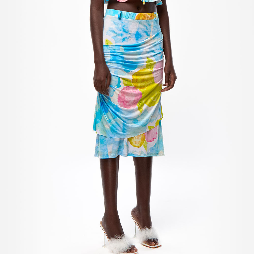 Lycra Drape Midi Skirt