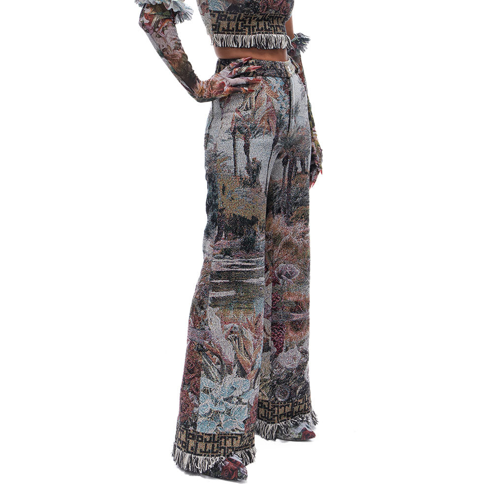 High-Waist Tapestry Trousers