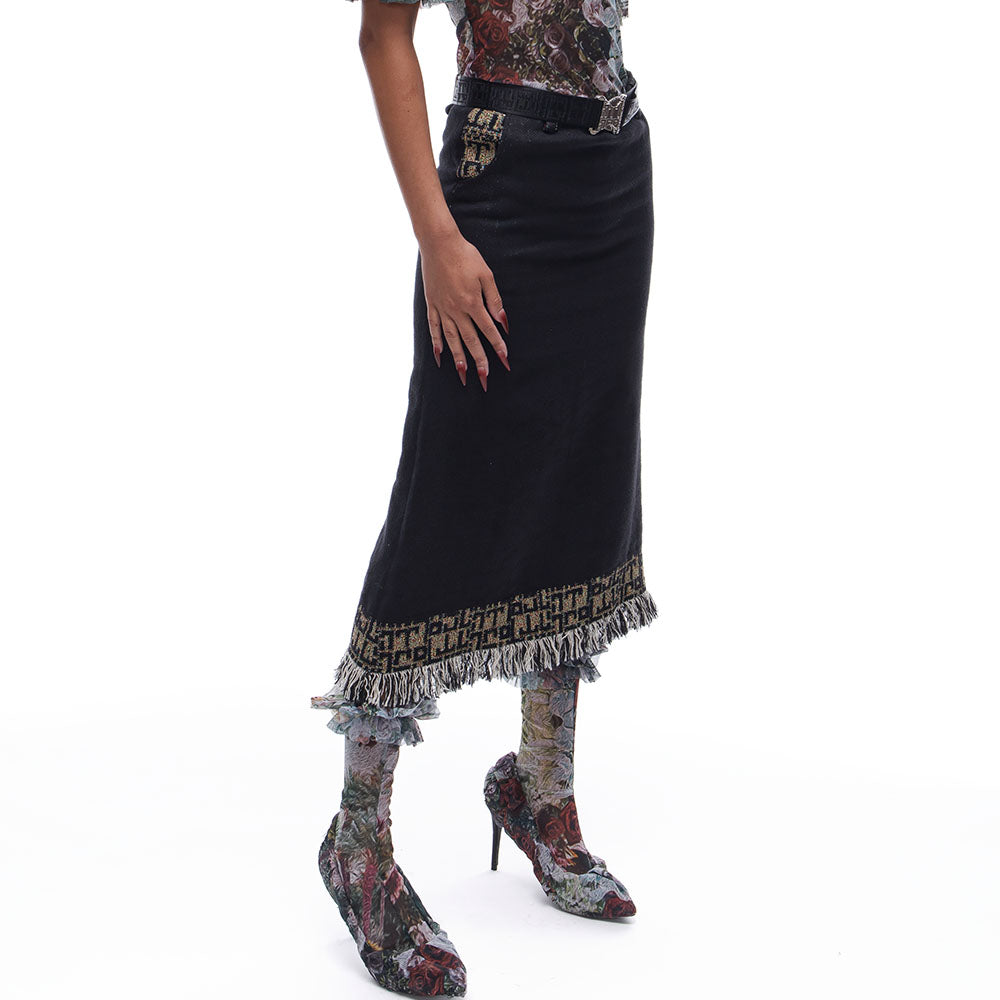 Tapestry Knee Skirt