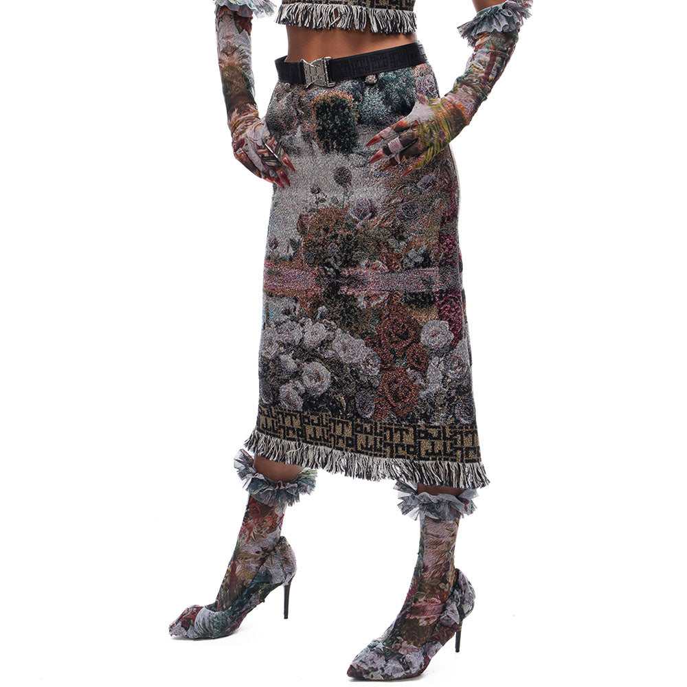 Tapestry Knee Skirt