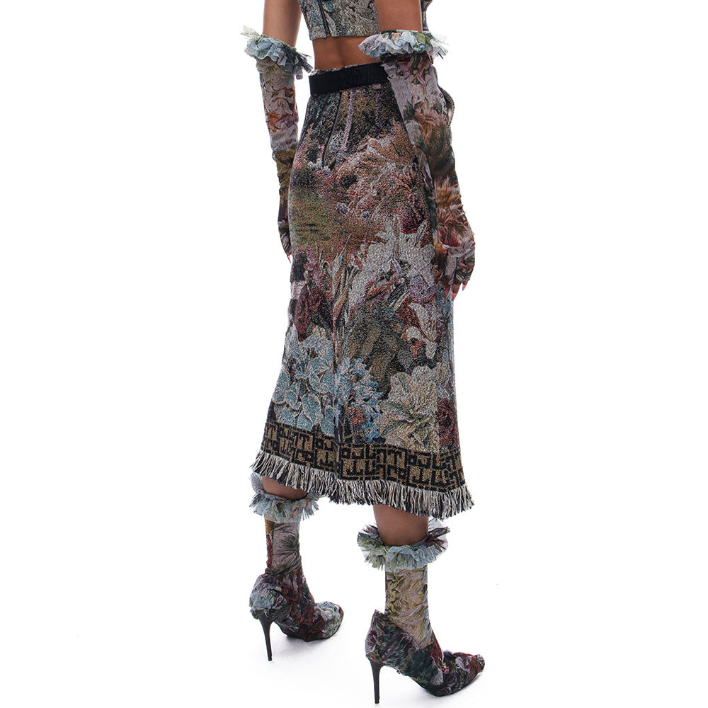 Tapestry Knee Skirt