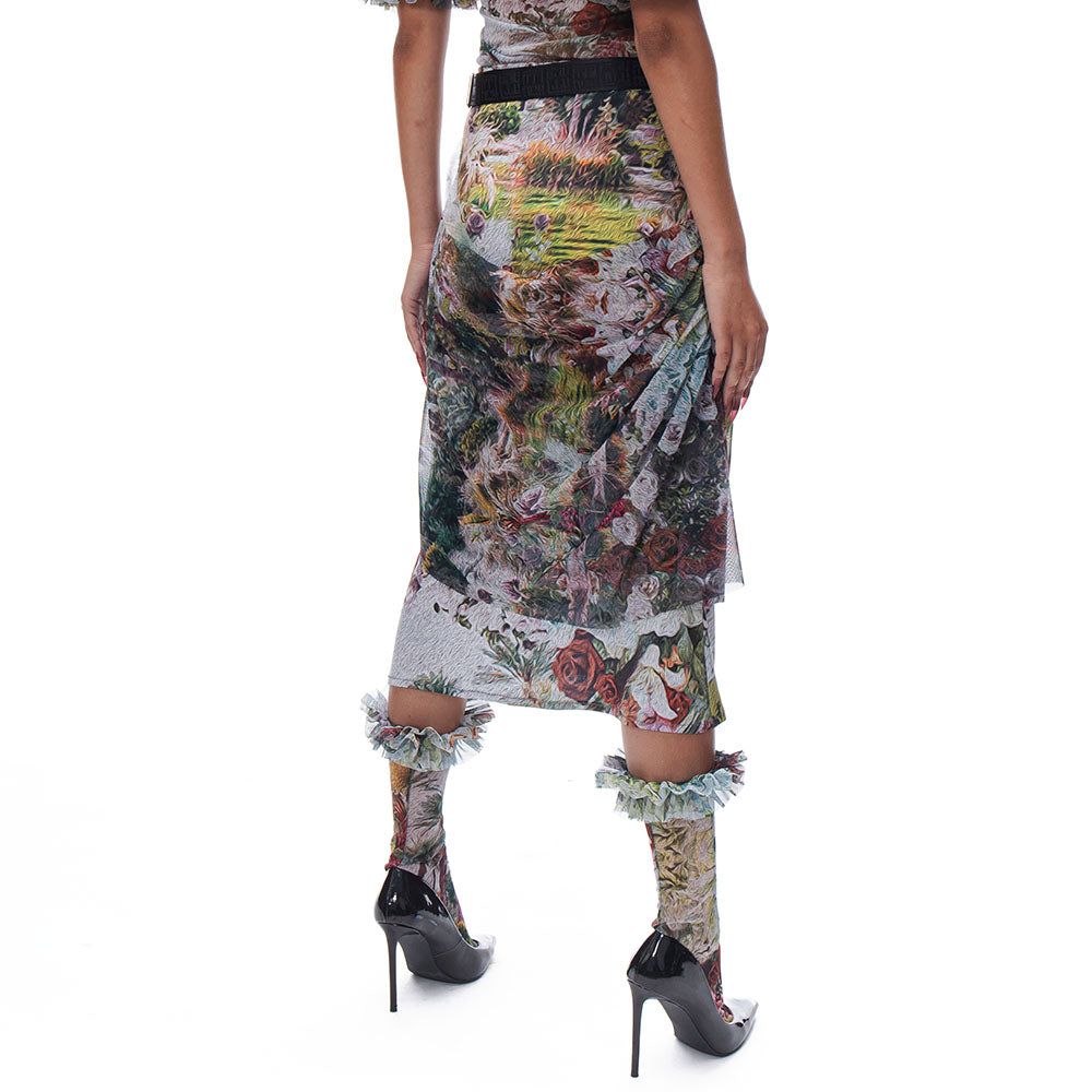 Lycra & Mesh Knee Skirt