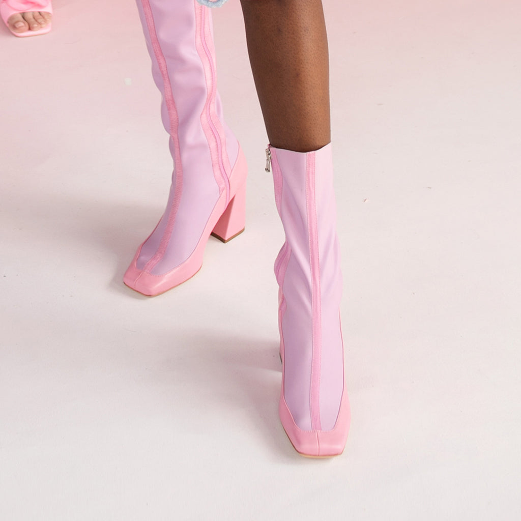 Baby Pink Short Latex Boot