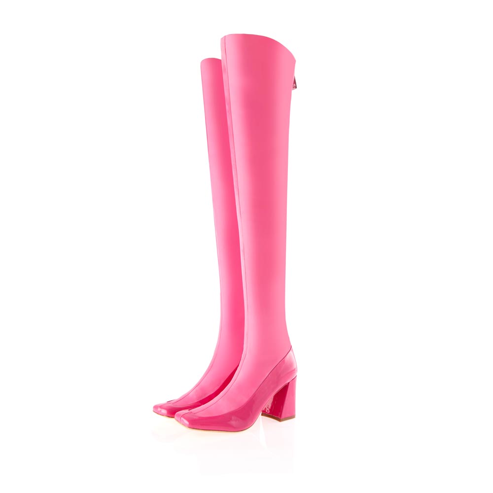 Hot Pink High Latex Boots