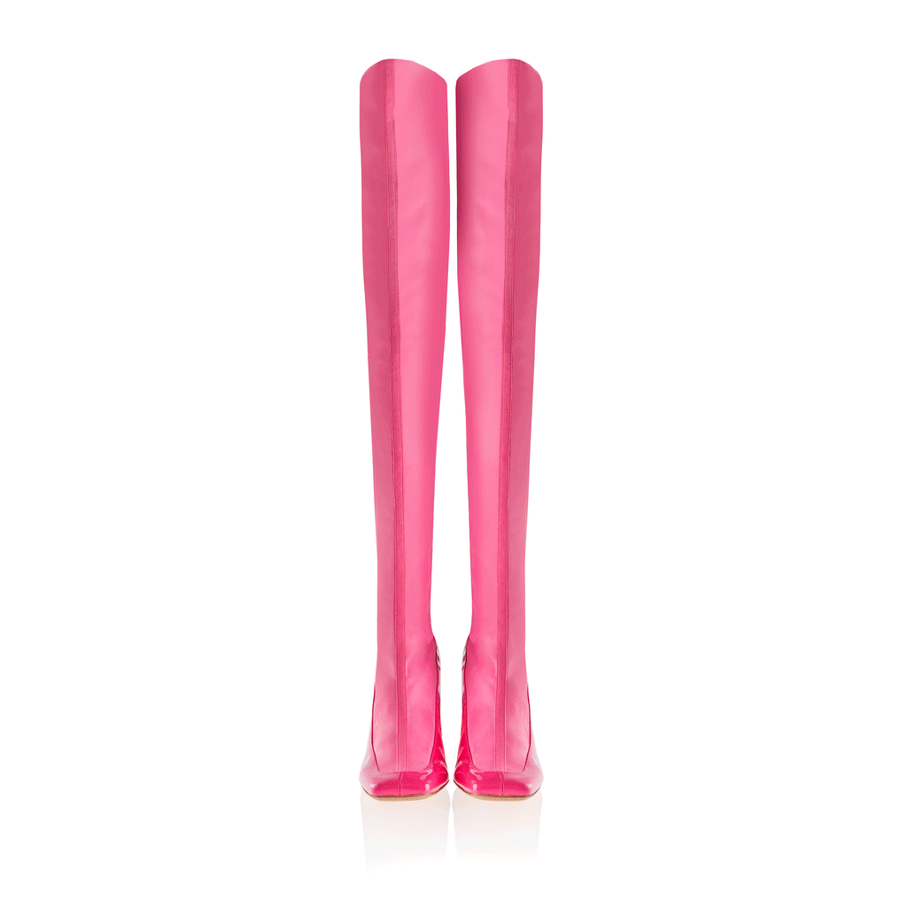 Hot Pink High Latex Boots