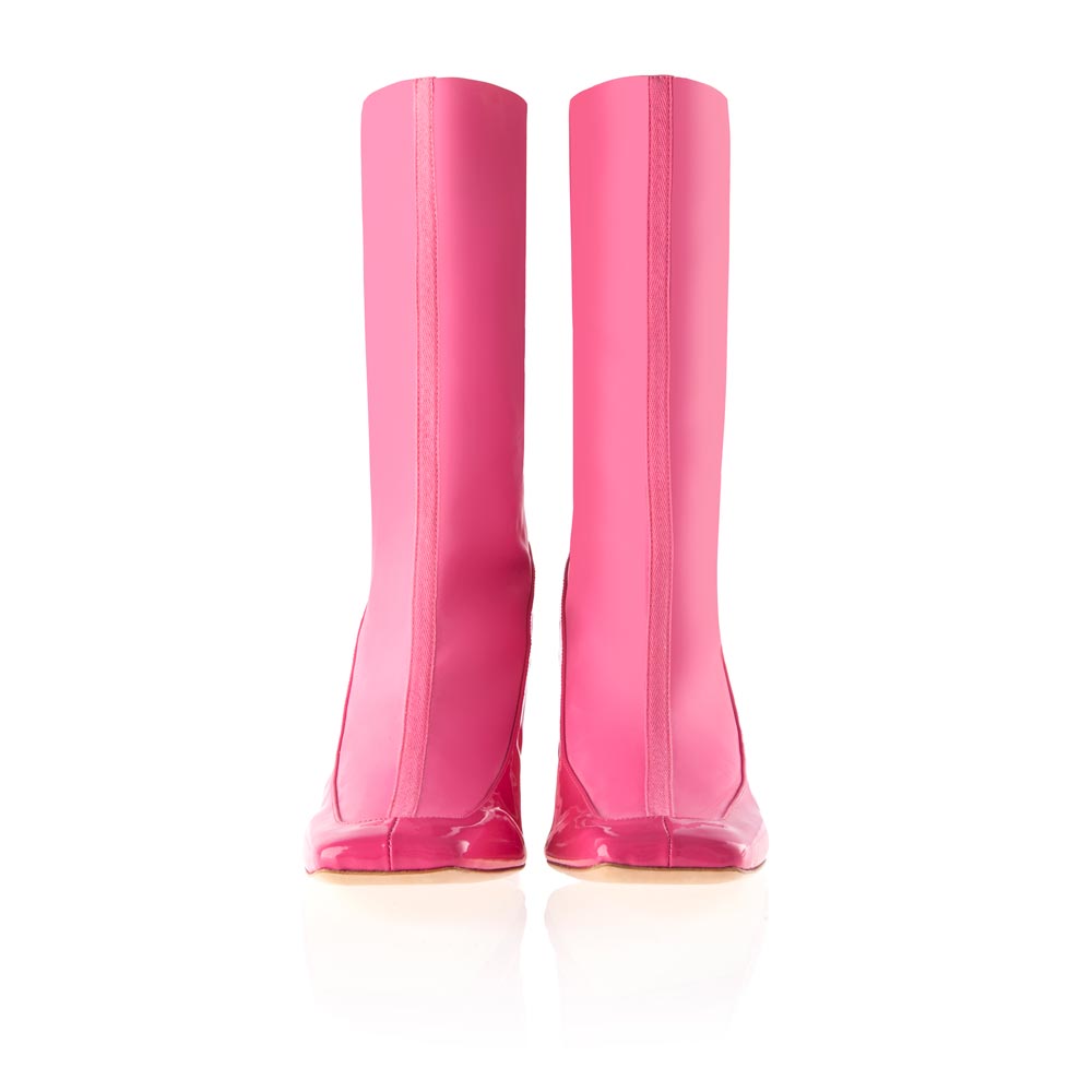 Hot Pink Short Latex Boots